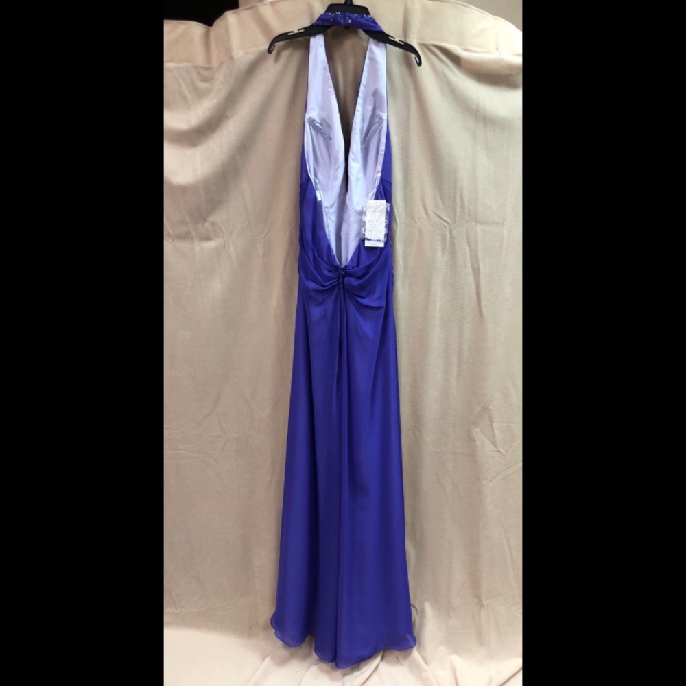 Vintage Purple Deep Cut Halter Gown - Picture 7 of 7